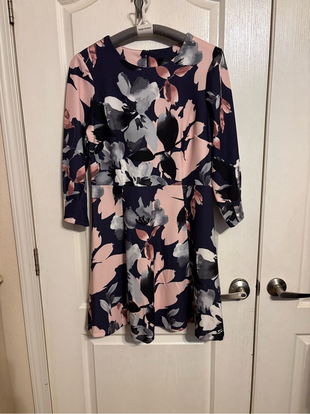 Jessica Howard Navy, Blush & Gray Floral Fit-and-Flare Midi Dress 12